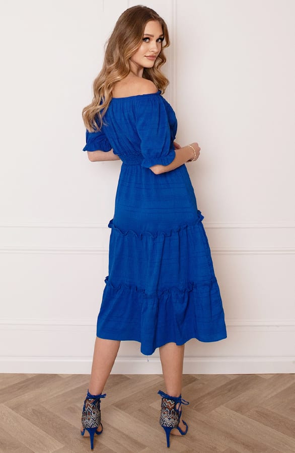 Smocked Offshoulder Jurk Sophia Kobalt – shoparchief — foto 5