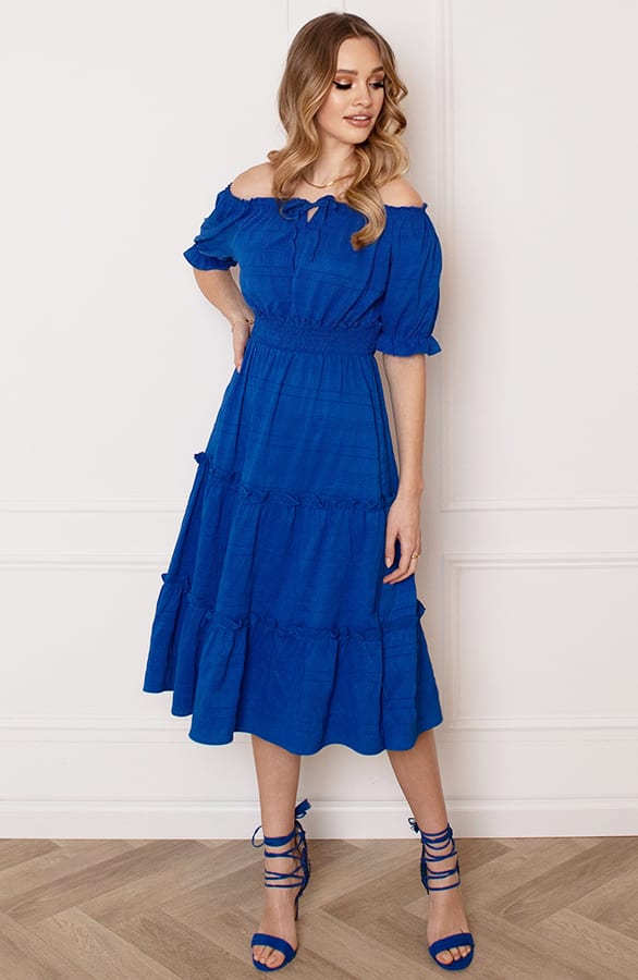 Smocked Offshoulder Jurk Sophia Kobalt – shoparchief — foto 3