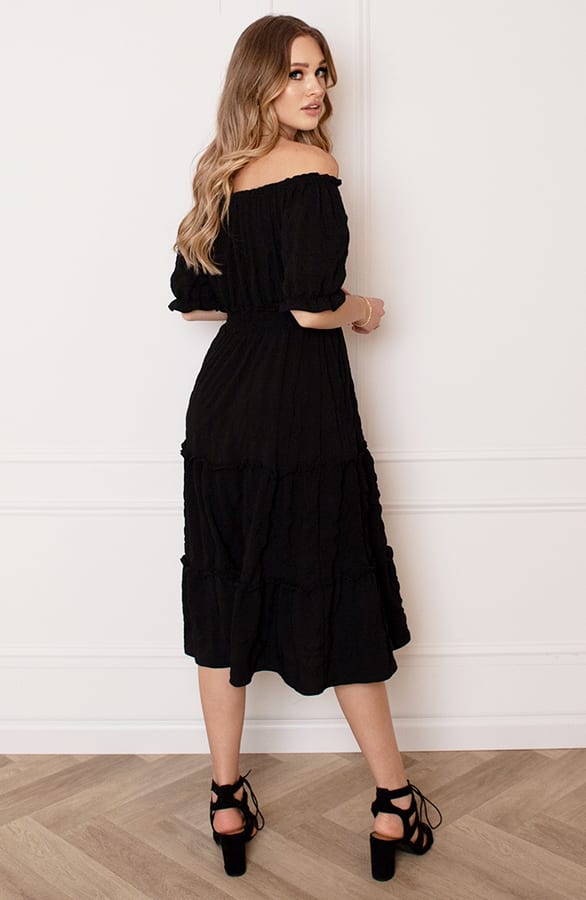 Smocked Offshoulder Jurk Sophia Zwart – shoparchief — foto 4