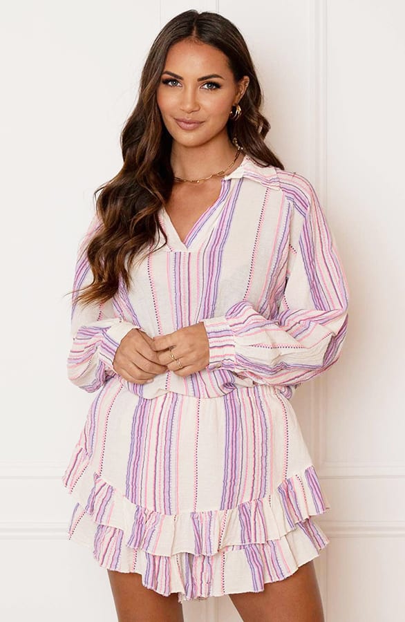Striped Print Blouse Lyna Lila Roze – shoparchief — foto 2