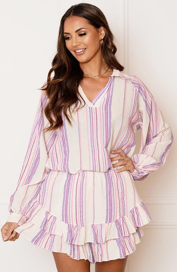 Striped Print Blouse Lyna Lila Roze – shoparchief