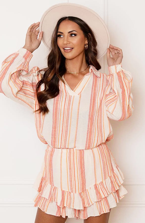Striped Print Blouse Lyna Oranje – shoparchief
