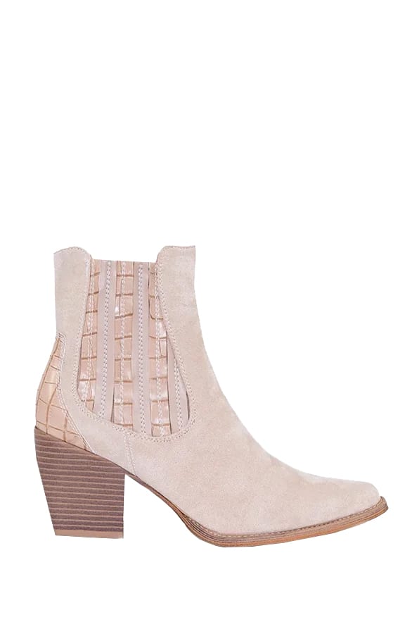 Suede Croco laarsjes Josephine Beige – shoparchief