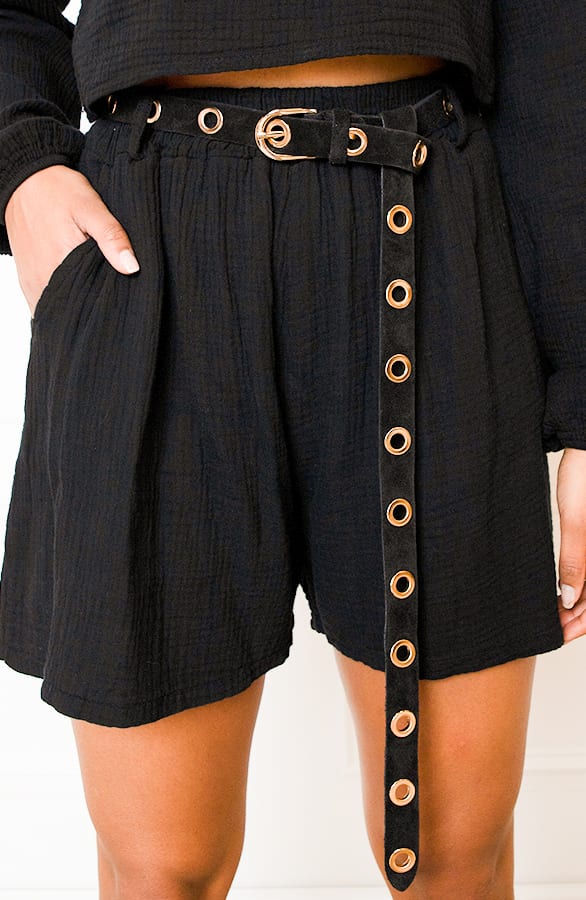 Katoenen Shorts Mirthe Zwart – shoparchief