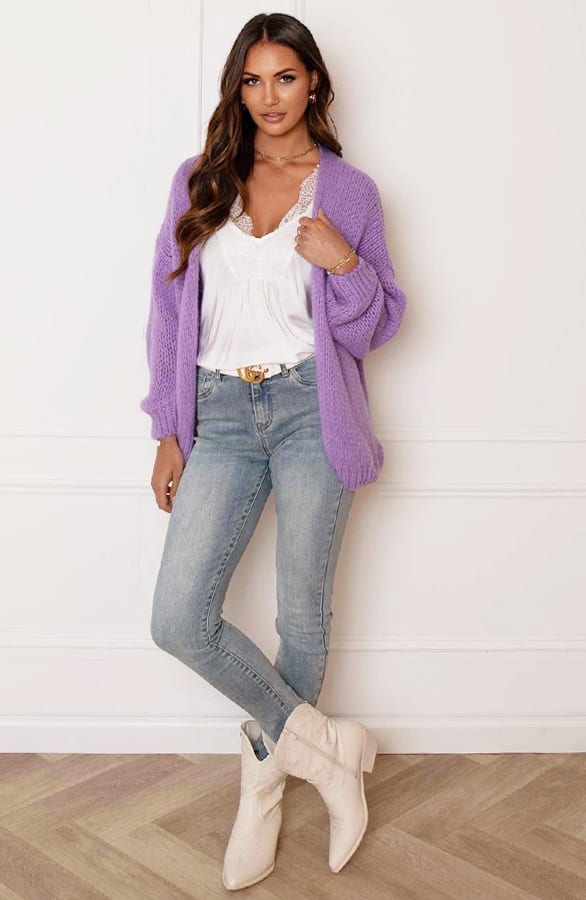 Trendy Dames Vest Gebreid Skye Lila – shoparchief — foto 6
