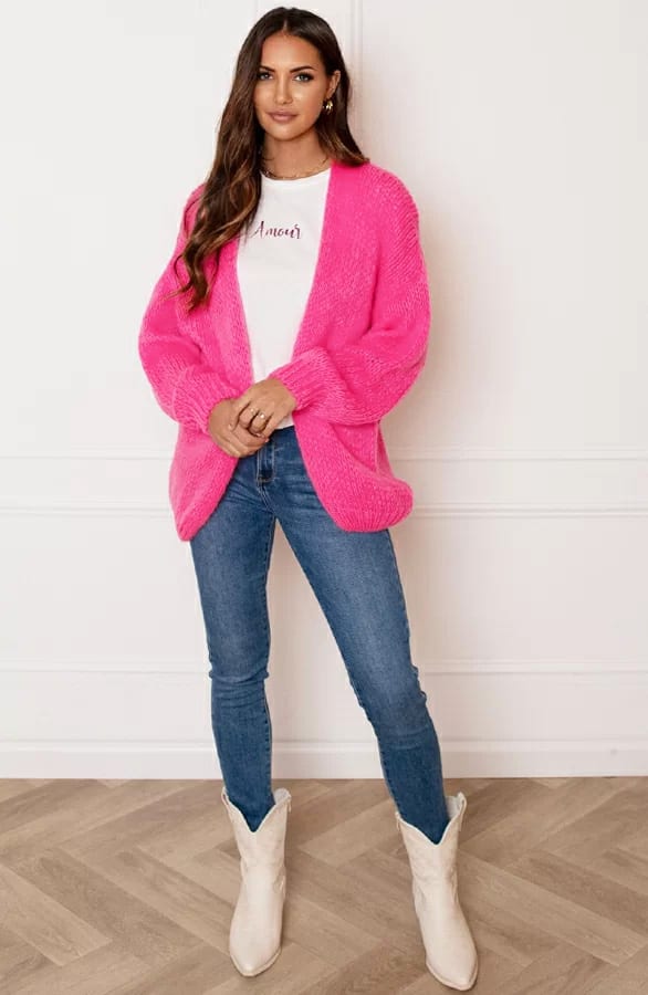Trendy Vest Gebreid Skye Neon Roze – shoparchief — foto 6