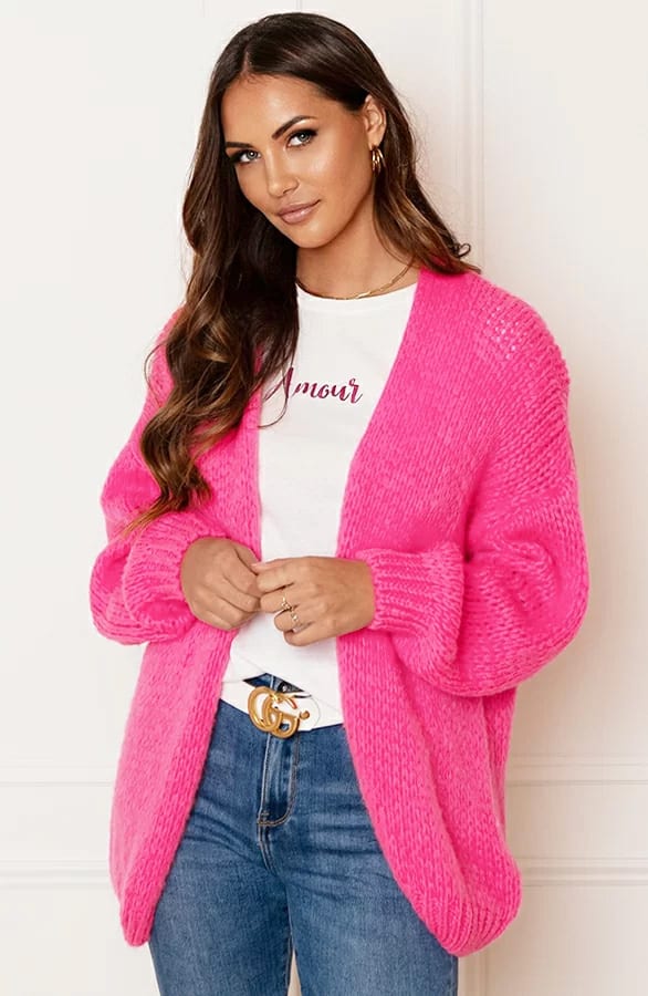 Trendy Vest Gebreid Skye Neon Roze – shoparchief