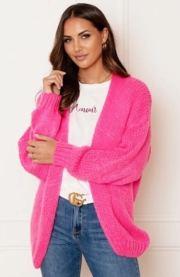 Trendy Vest Gebreid Skye Neon Roze – shoparchief — foto 2