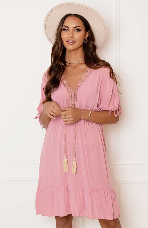 V-hals Lurex Jurk Maris Dust Pink – shoparchief — foto 4