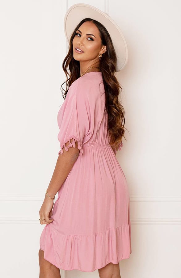 V-hals Lurex Jurk Maris Dust Pink – shoparchief — foto 6