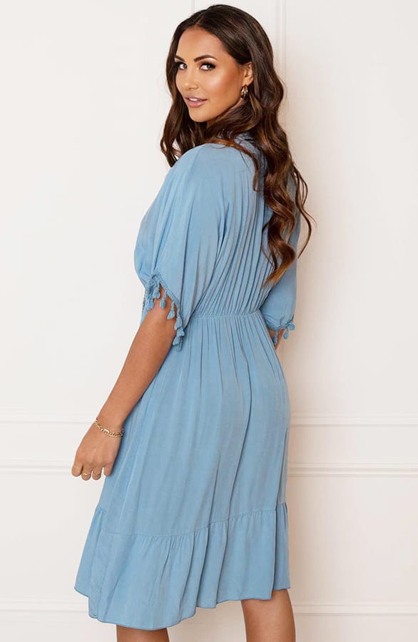 V-hals Lurex Jurk Maris Jeansblauw – shoparchief — foto 4