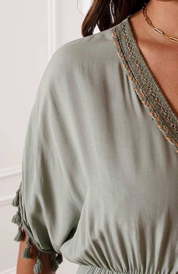 V-hals Lurex Jurk Maxi Maris Army – shoparchief — foto 10