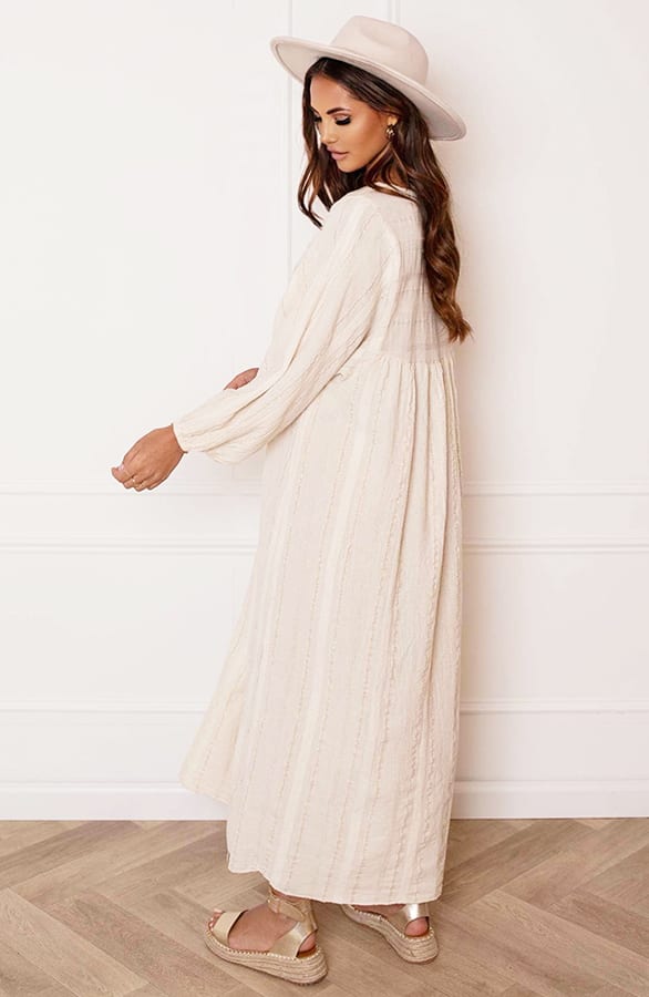 V-hals Maxi Jurk Ava Lurex Goud – shoparchief — foto 6