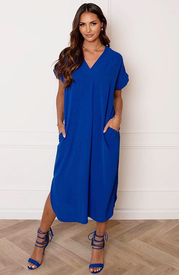 V-hals Midi Jurk Lilly Kobalt – shoparchief — foto 3