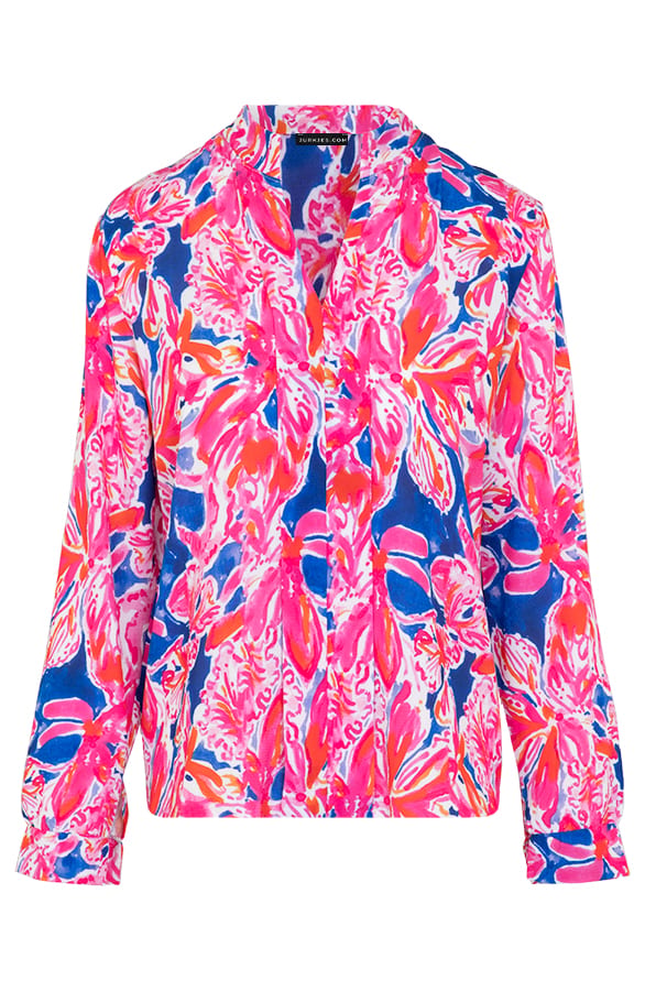 Bloemen Blouse Faye Roze Kobalt – shoparchief