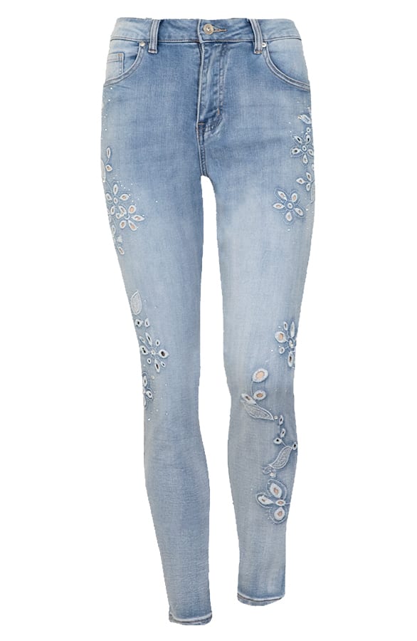 Embroidery Flower Jeans Rachel Light Blue – shoparchief