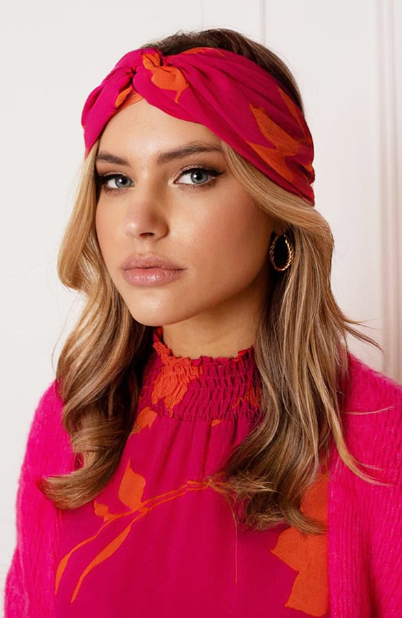 Haarband Bloemen Larissa Roze Oranje – shoparchief — foto 2