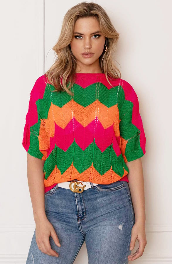 Knitted Top Lorena Roze Groen – shoparchief — foto 2