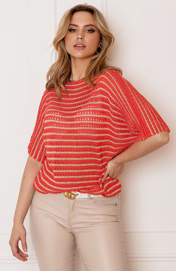 Lurex Stripe Top Fabienne Koraal Goud – shoparchief — foto 2