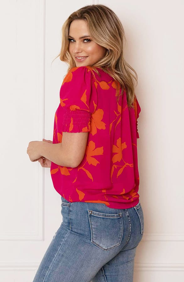 Lynn Top Bloemen Roze Oranje – shoparchief — foto 4