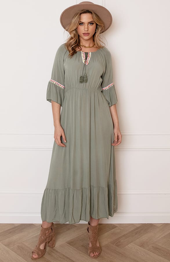 Maxi Offshoulder Jurk Laila Army – shoparchief — foto 6