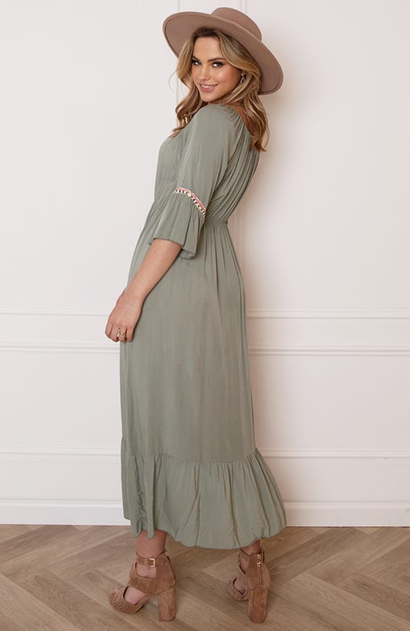 Maxi Offshoulder Jurk Laila Army – shoparchief — foto 10