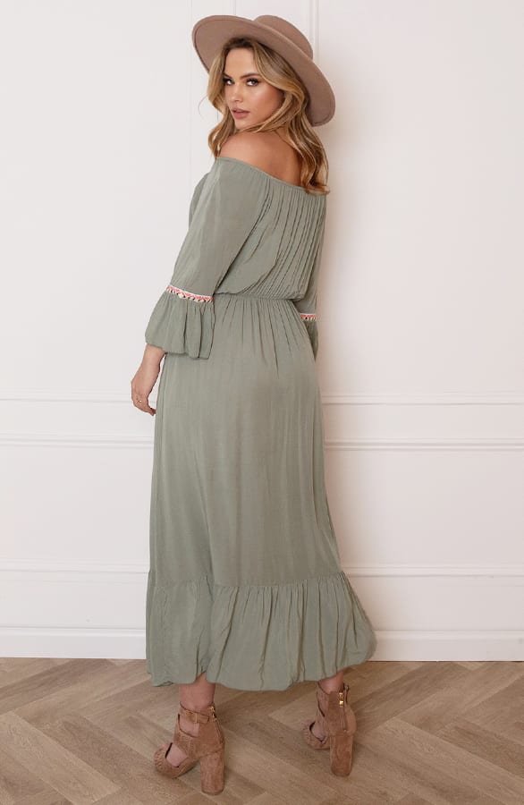 Maxi Offshoulder Jurk Laila Army – shoparchief — foto 4
