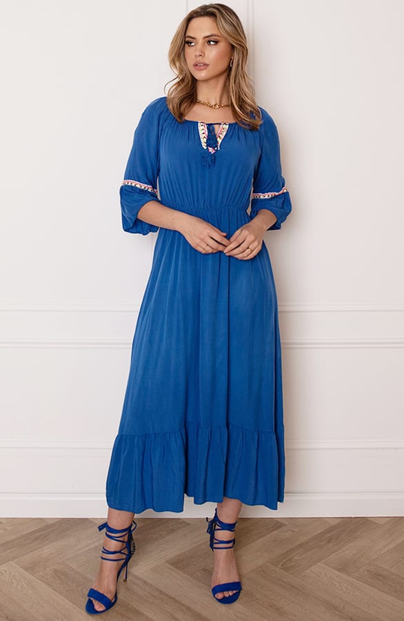 Maxi Offshoulder Jurk Laila Kobalt – shoparchief — foto 2