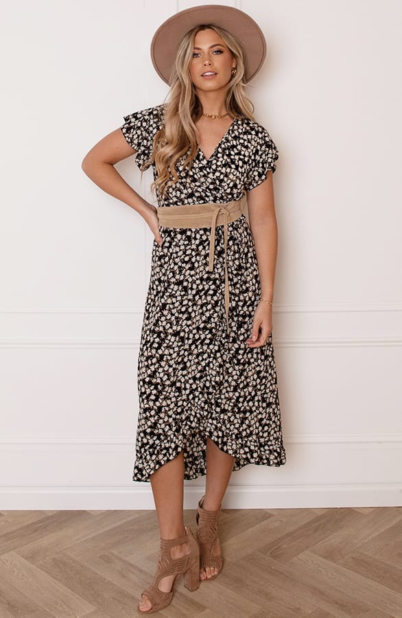 Midi Jurk Floral Jenny Taupe – shoparchief — foto 7