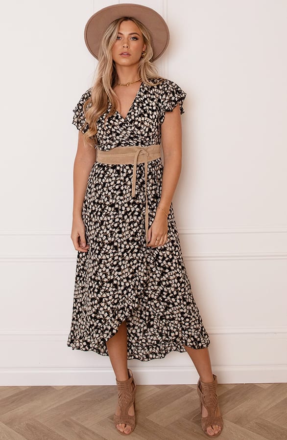Midi Jurk Floral Jenny Taupe – shoparchief — foto 15