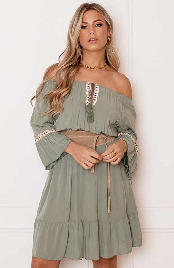 Offshoulder Jurk Laila Army – shoparchief