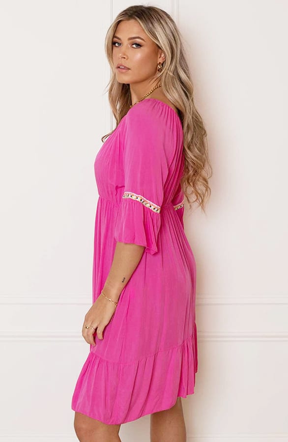 Offshoulder Jurk Laila Fuchsia – shoparchief — foto 4