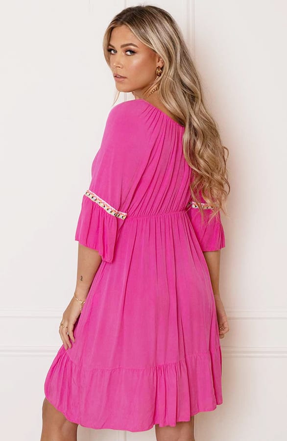 Offshoulder Jurk Laila Fuchsia – shoparchief — foto 5