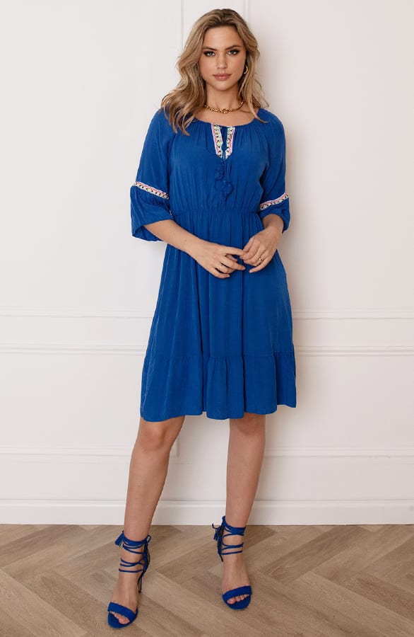 Offshoulder Jurk Laila Kobalt – shoparchief — foto 6