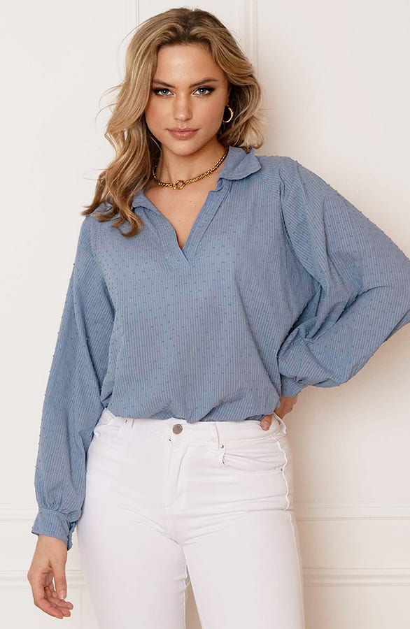 Oversized Detail Blouse Tirza Jeansblauw – shoparchief