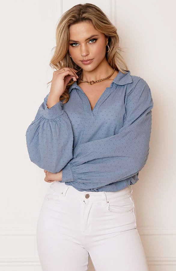 Oversized Detail Blouse Tirza Jeansblauw – shoparchief — foto 3