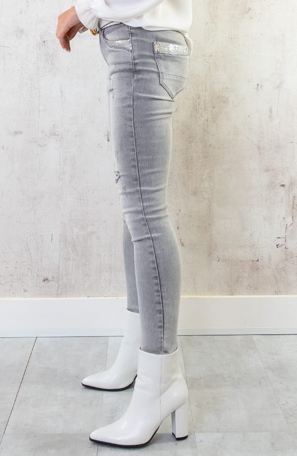 Pailletten Skinny Jeans Evie Grijs – shoparchief — foto 3