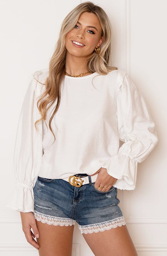 Ruffle Mouwen Blouse Laia Ecru – shoparchief