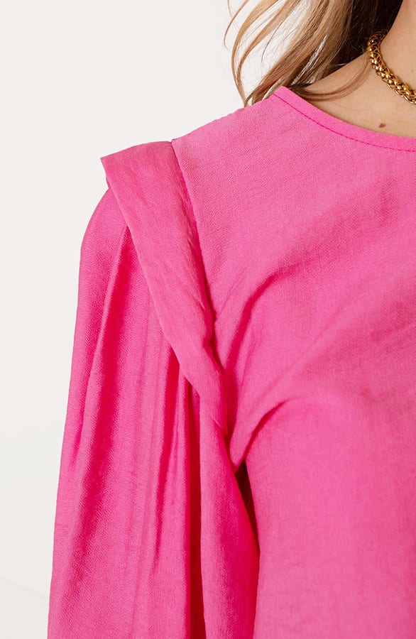 Ruffle Mouwen Blouse Laia Fuchsia – shoparchief — foto 7