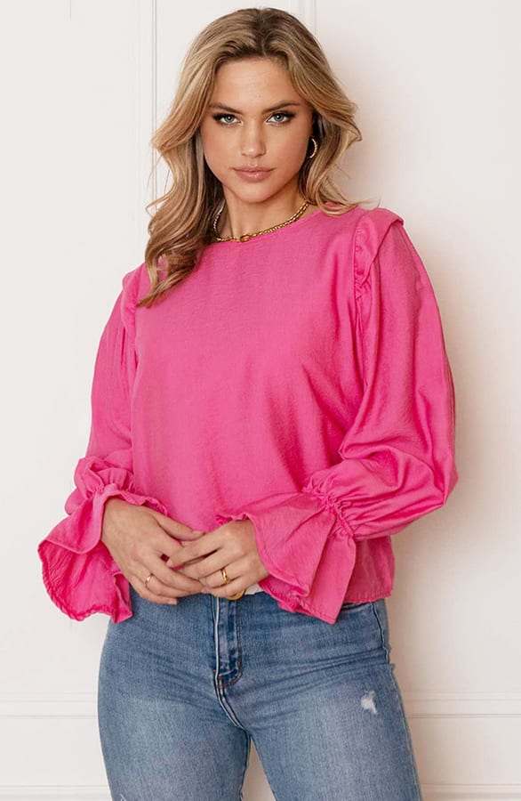 Ruffle Mouwen Blouse Laia Fuchsia – shoparchief — foto 3