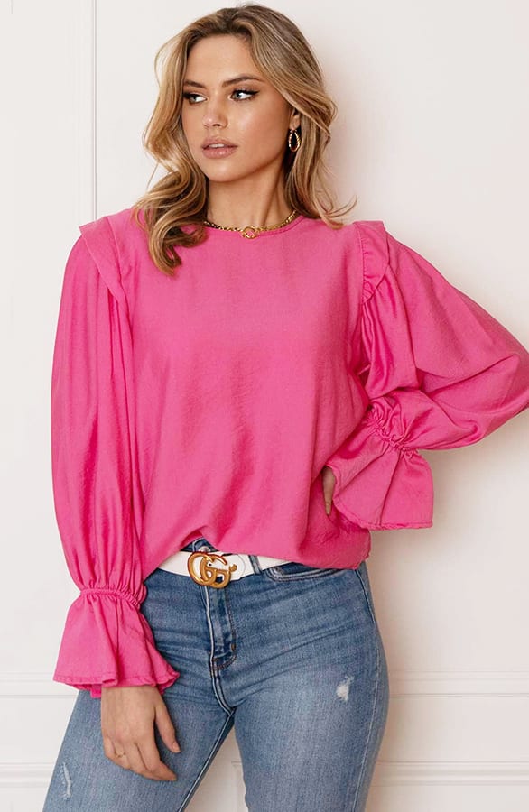 Ruffle Mouwen Blouse Laia Fuchsia – shoparchief — foto 4