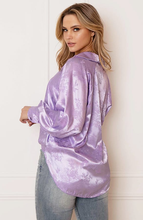 Silk Bloemen Print Blouse Djune Lila – shoparchief — foto 4