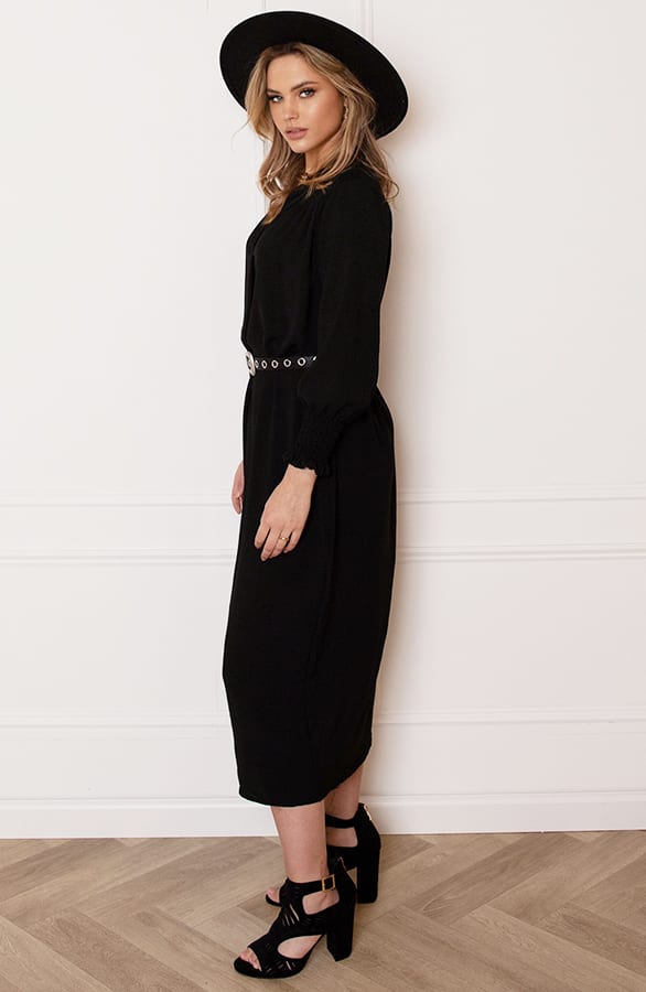 Smocked Maxi Jurk Babette Zwart – shoparchief — foto 5
