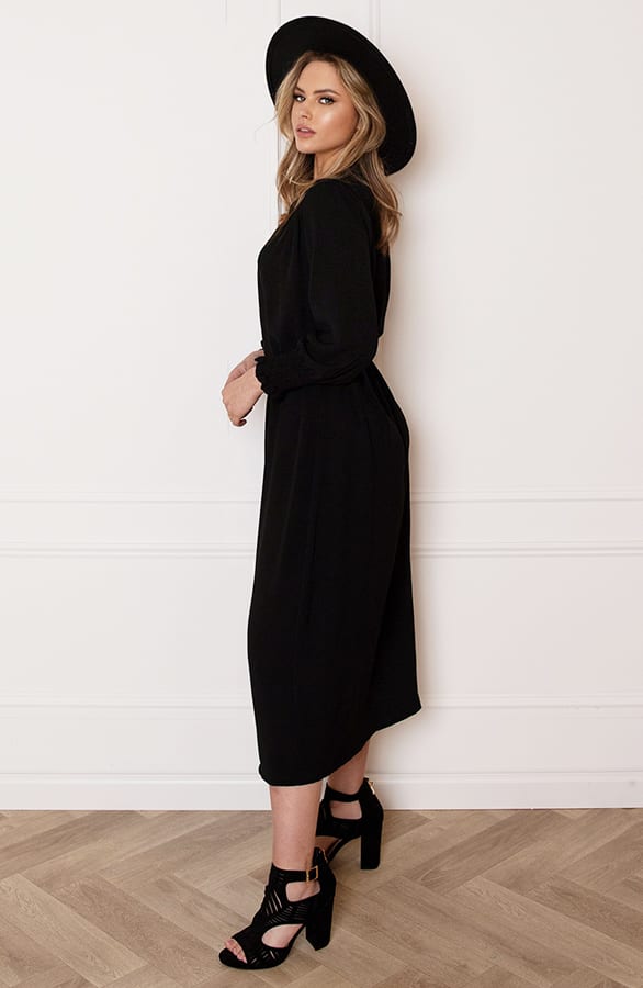 Smocked Maxi Jurk Babette Zwart – shoparchief — foto 4