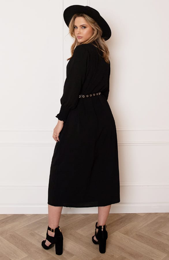 Smocked Maxi Jurk Babette Zwart – shoparchief — foto 6
