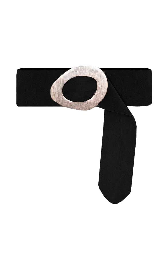 Suede Buckle Riem Myra Zwart – shoparchief