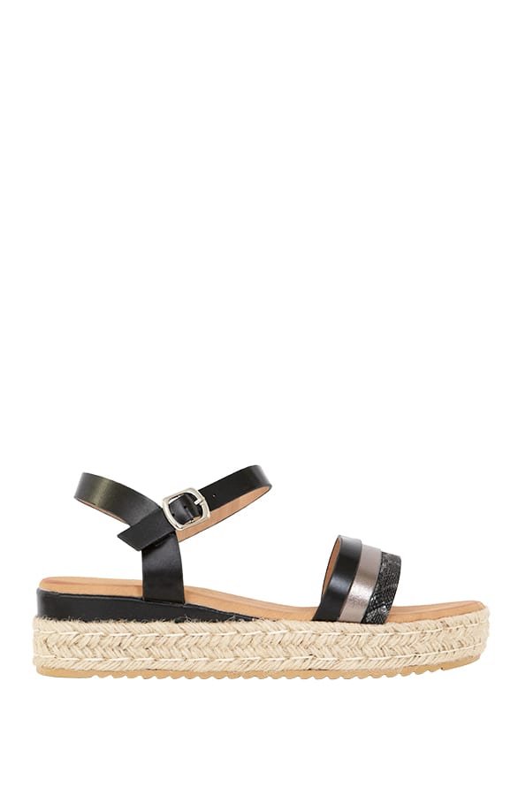 Touwzool Sandalen Met Bandjes Jara Zwart – shoparchief