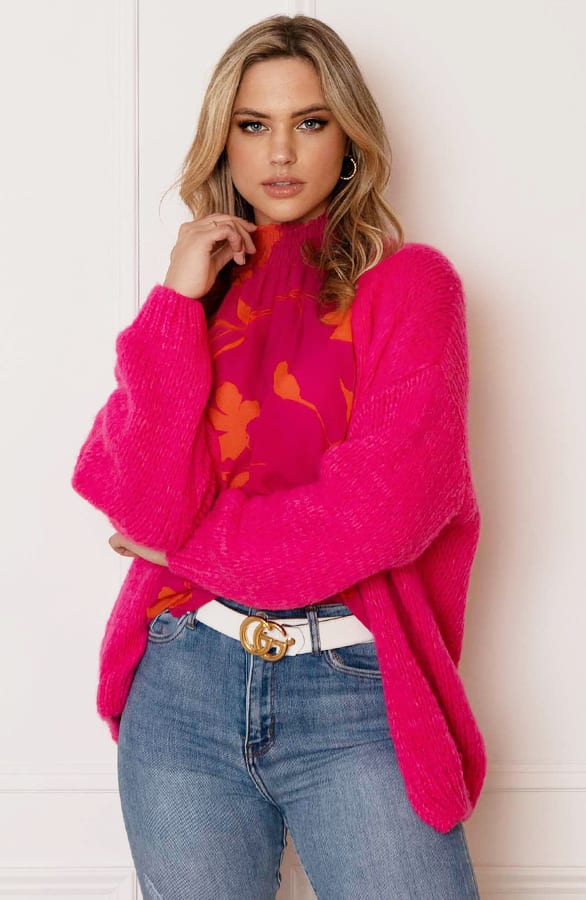 Trendy Vest Gebreid Skye Fuchsia – shoparchief — foto 2