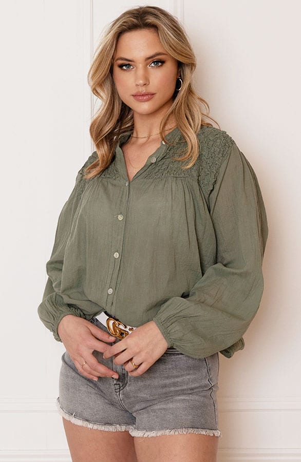 Katoenen Knopen Blouse Zoya Army – shoparchief — foto 2