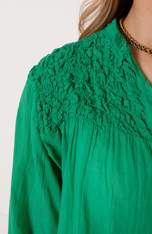 Katoenen Knopen Blouse Zoya Bright Green – shoparchief — foto 5